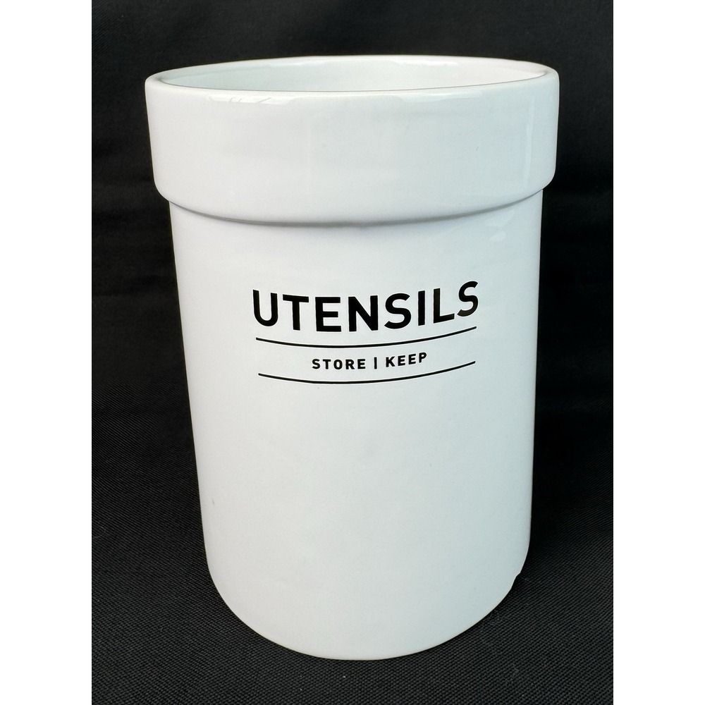 West Elm Utility Stoneware Collection Kitchen Utensils Holder 7" Tall  READ NOTE